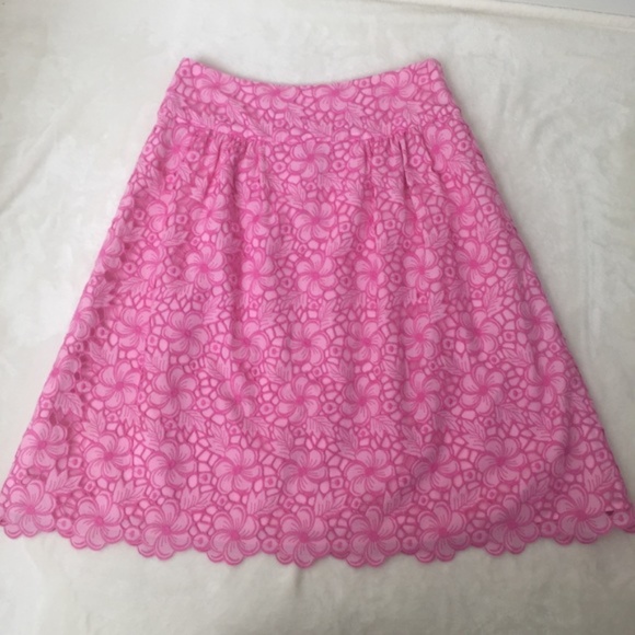 Lilly Pulitzer Floral Eyelet Skirt Scalloped 2 - Picture 1 of 8